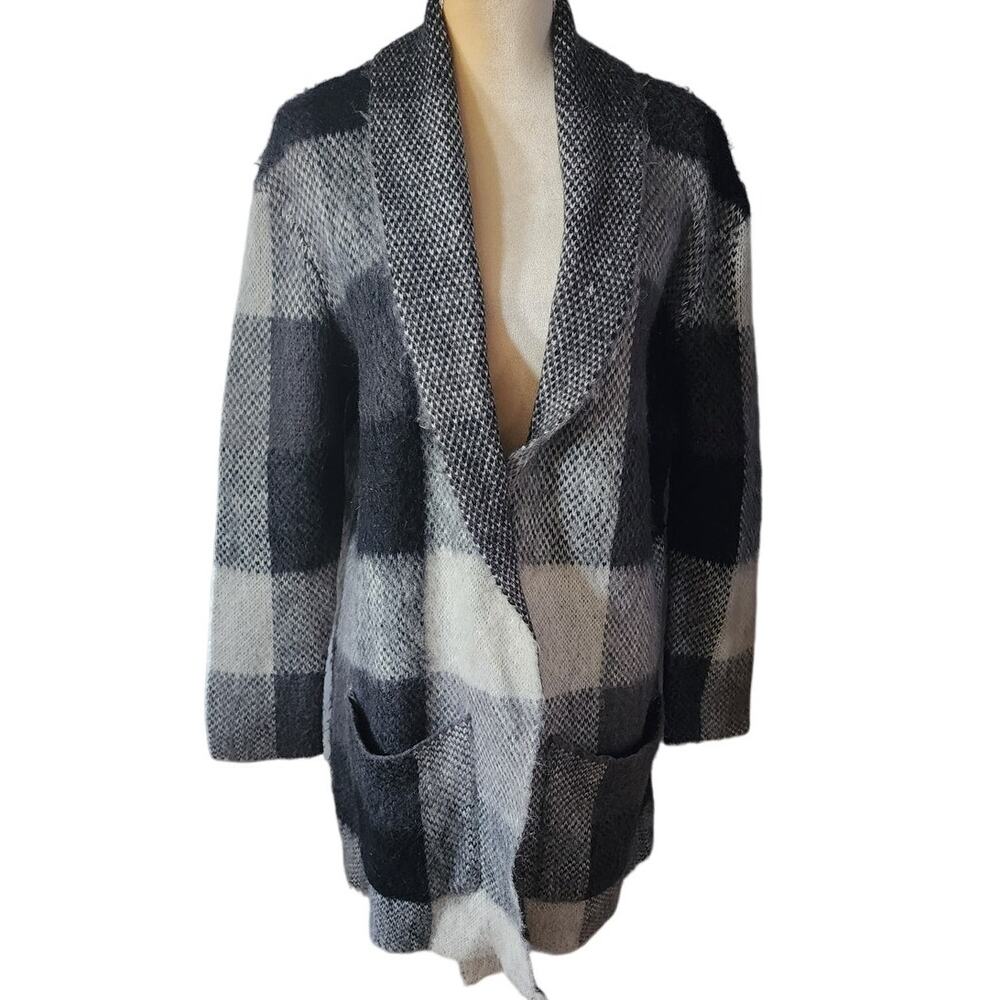American Eagle Wool Mohair Cozy Oversized Plaid Cardigan Shacket Size Medium